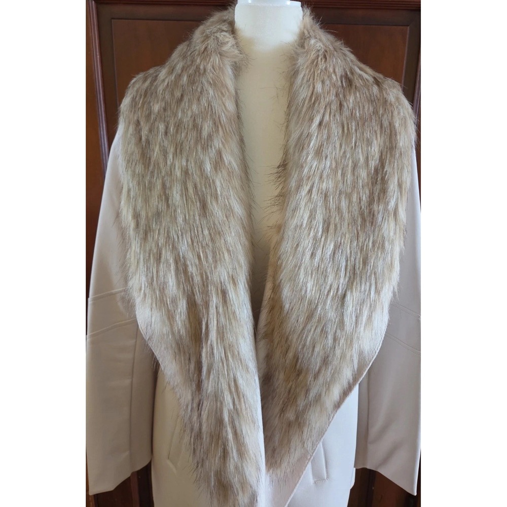 Womens Faux Leather Jacket Faux Fur Collar M Drape Y2K Glam Minimalist Mob Wife